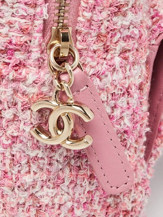Chanel Pink/White Tweed Mini Backpack Bag